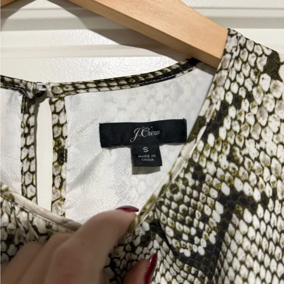 J. Crew Cream and Black Snake Print Long Sleeve Dress - Picture 3 of 8